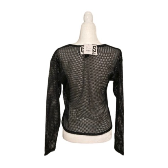 BOSS GIRL Black Mesh Crop Top - Size L - Picture 5 of 9